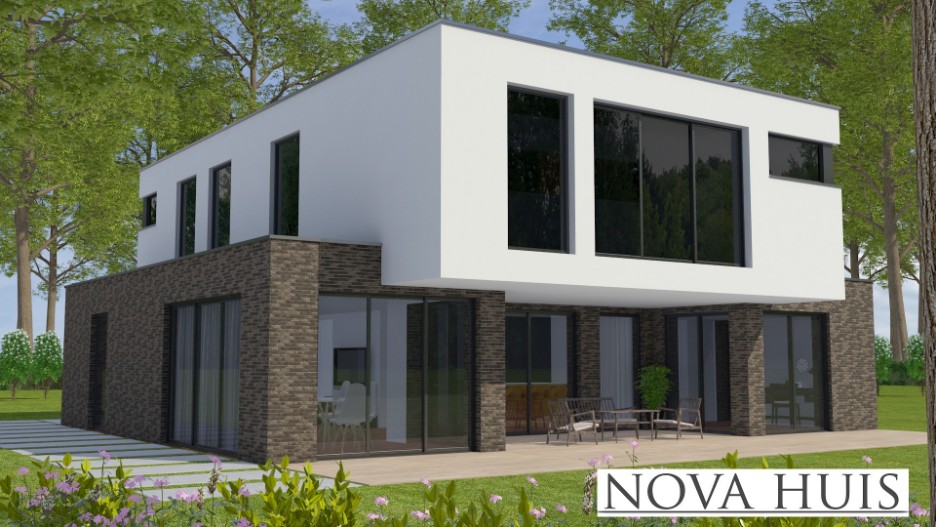 NOVA HUIS K361 modern kubistisch  robuust passief ATLANTA MBS Staalframe