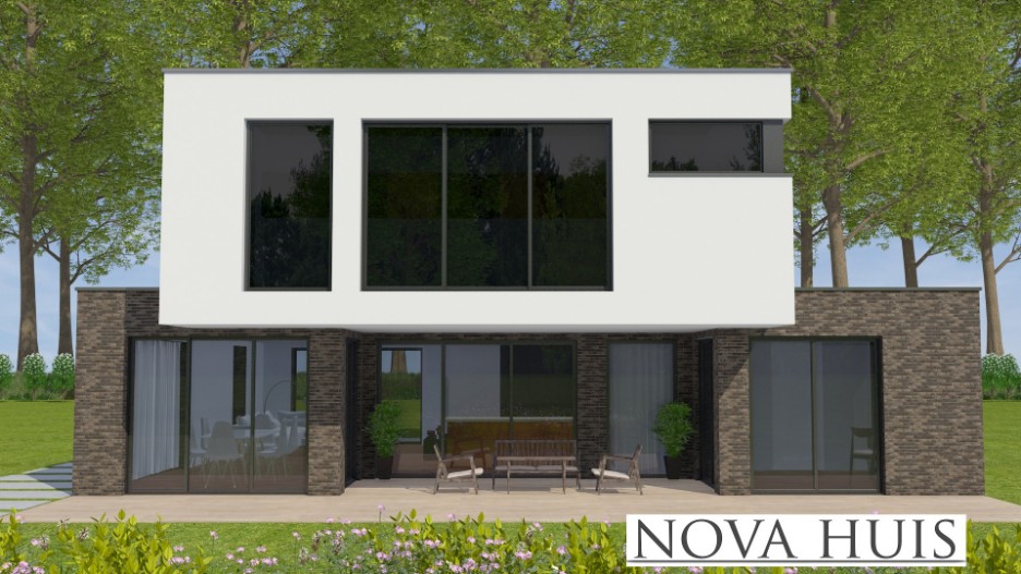 NOVA HUIS K361 modern kubistisch  robuust passief ATLANTA MBS Staalframe