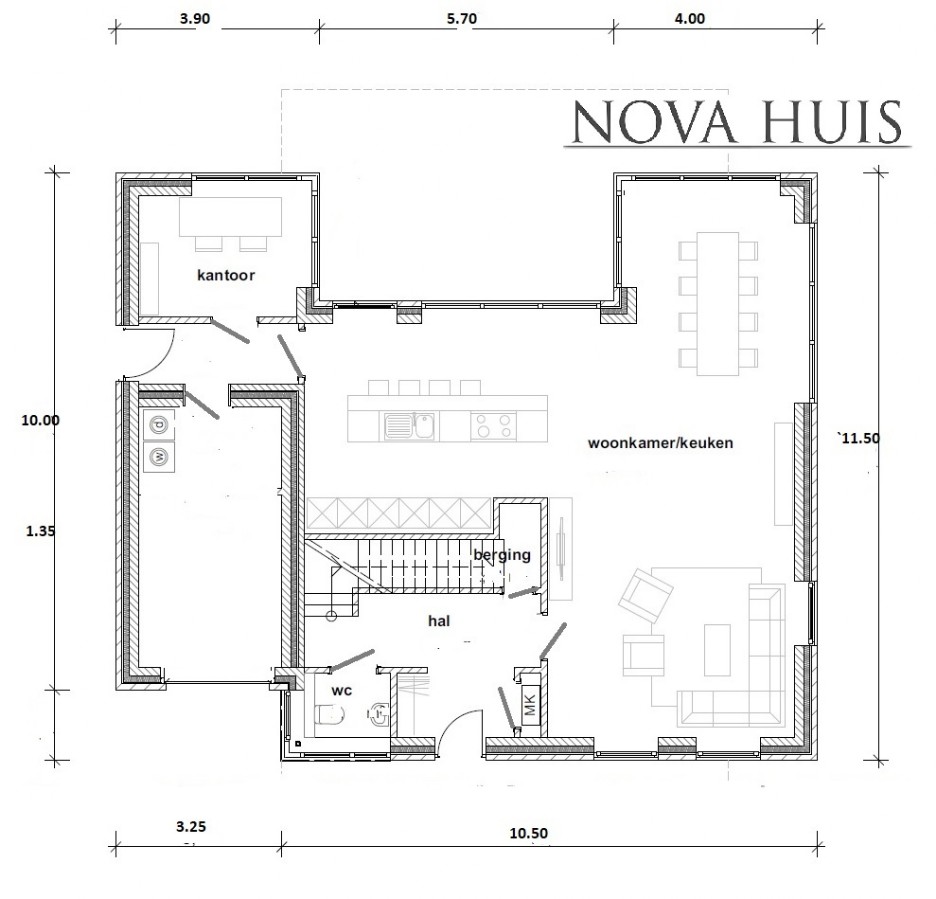 NOVA HUIS K361 modern kubistisch  robuust passief ATLANTA MBS Staalframe