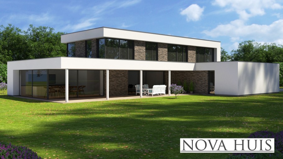 NOVA-HUIS K381 v1 Moderne  levensloopbestendige villa met verdieping staalframebouw Nederland 