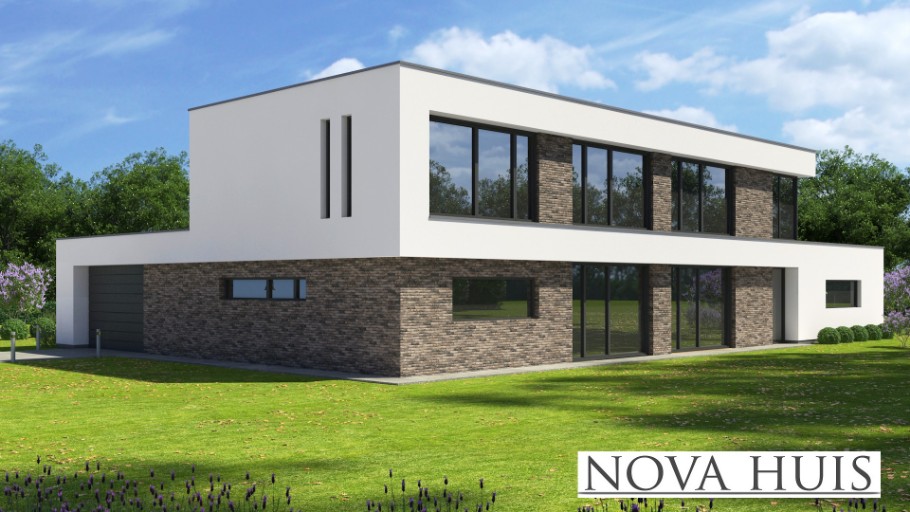 NOVA-HUIS K381 v1 Moderne  levensloopbestendige villa met verdieping staalframebouw Nederland 