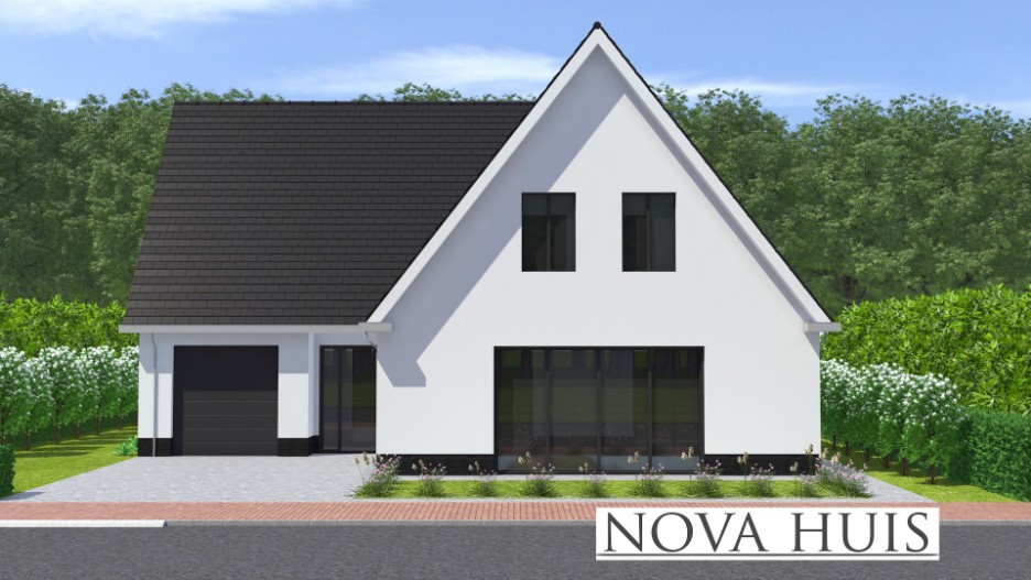 NOVA HUIS Kap 124 royale woning met zijbeuk prefab bouw van ATLANTA MBS staalframebouw