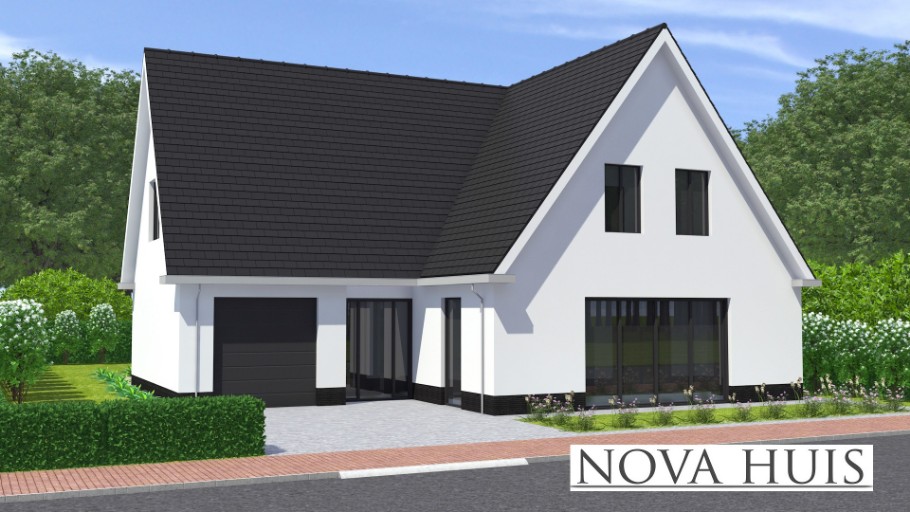NOVA HUIS Kap 124 royale woning met zijbeuk prefab bouw van staalframebouw Nederland 