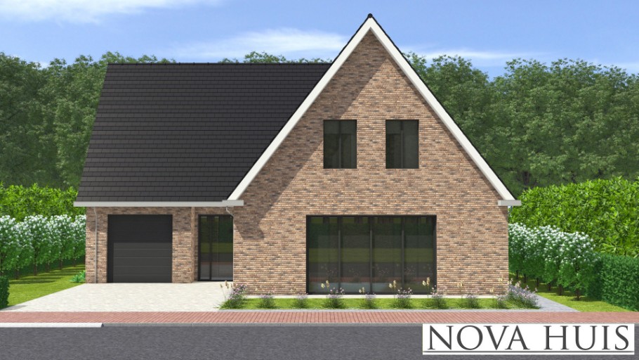 NOVA HUIS Kap 124 royale woning met zijbeuk prefab bouw van staalframebouw Nederland 