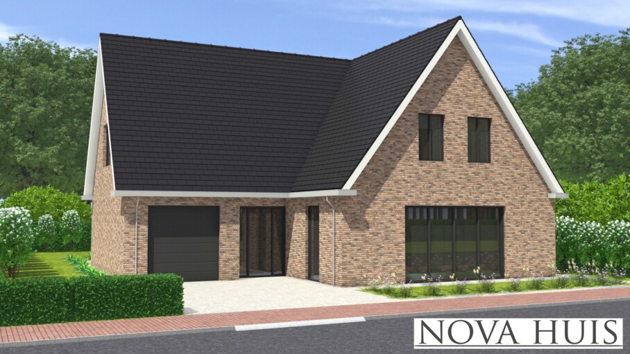 NOVA HUIS Kap 124 royale woning met zijbeuk prefab bouw van staalframebouw Nederland 