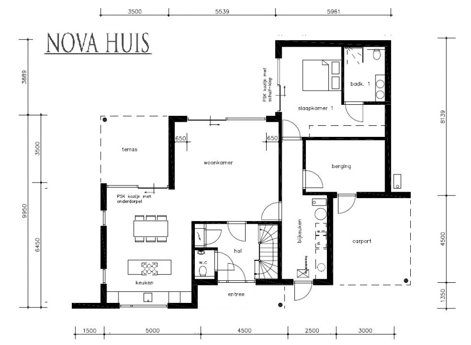 NOVA-HUIS M392 gelijkvloerse woning met kleine verdieping  ATLANTA MBS Staalframebouw 