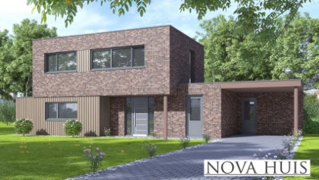 NOVA-HUIS M392 gelijkvloerse woning met kleine verdieping voor gasten gebouwd door Staalframebouw Nederland