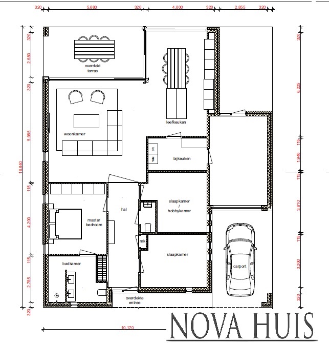NOVA HUIS Moderne Bungalow A71 met plat dak alles gelijkvloers Staalframebouw Nederland