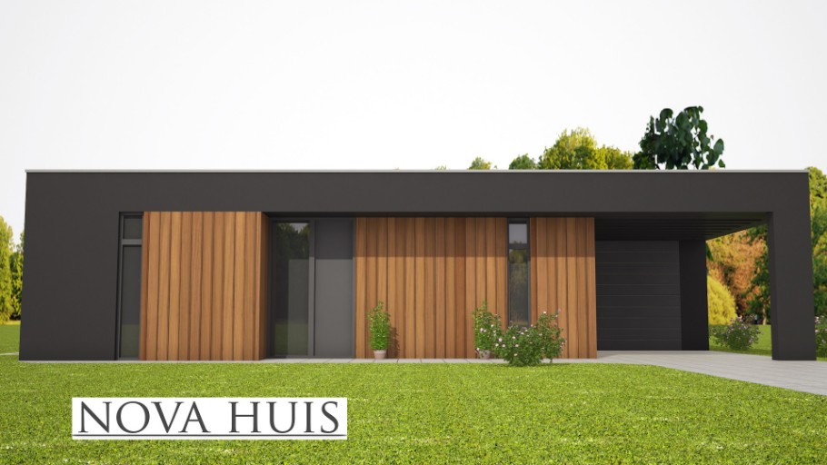 NOVA HUIS Moderne Bungalow A71 met plat dak alles gelijkvloers Staalframebouw Nederland