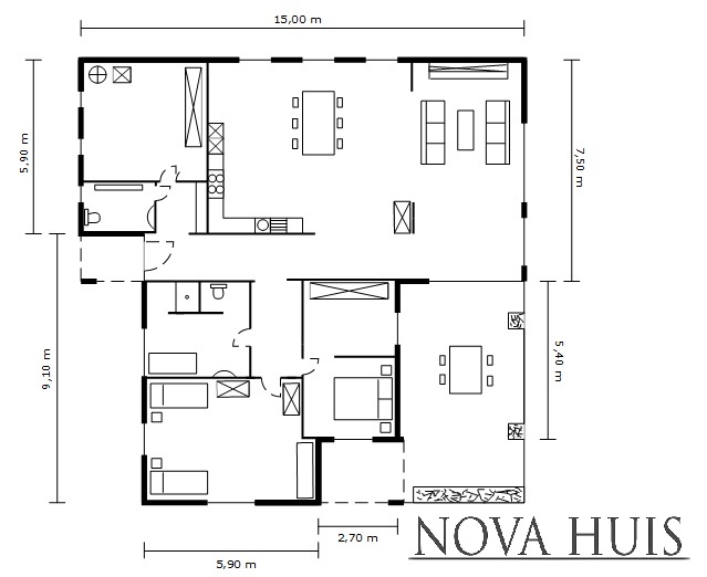 NOVA-HUIS Moderne gelijkvloerse bungalow energieneutraal onderhoudsarm 3