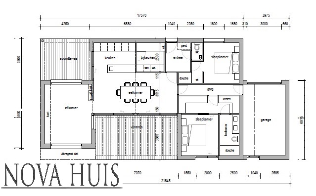 NOVA-HUIS Moderne gelijkvloerse woning onder architectuur energieneutraal plat dak A55