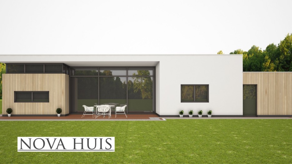 NOVA-HUIS Moderne gelijkvloerse woning onder architectuur energieneutraal plat dak A55