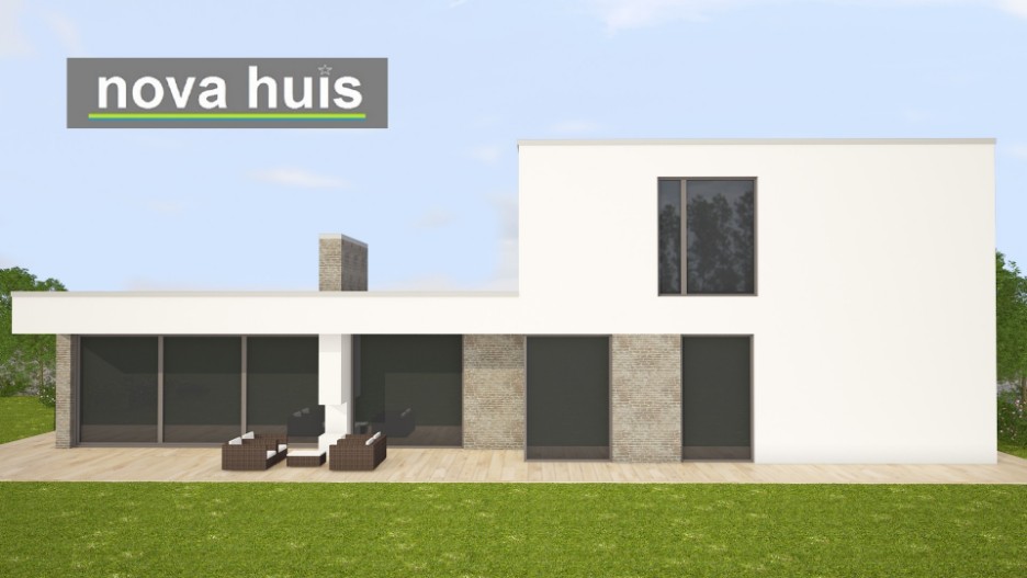 NOVA-HUIS Moderne kubistische levensloopbestendige woning in kubistische bouwstijl terras buitenhaard K118 