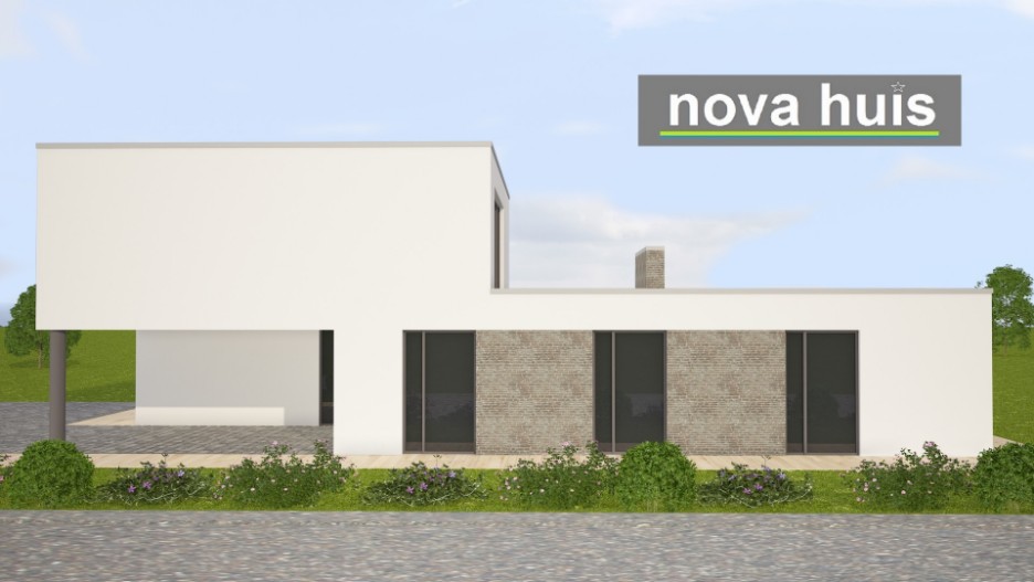 NOVA-HUIS Moderne kubistische levensloopbestendige woning in kubistische bouwstijl terras buitenhaard K118 