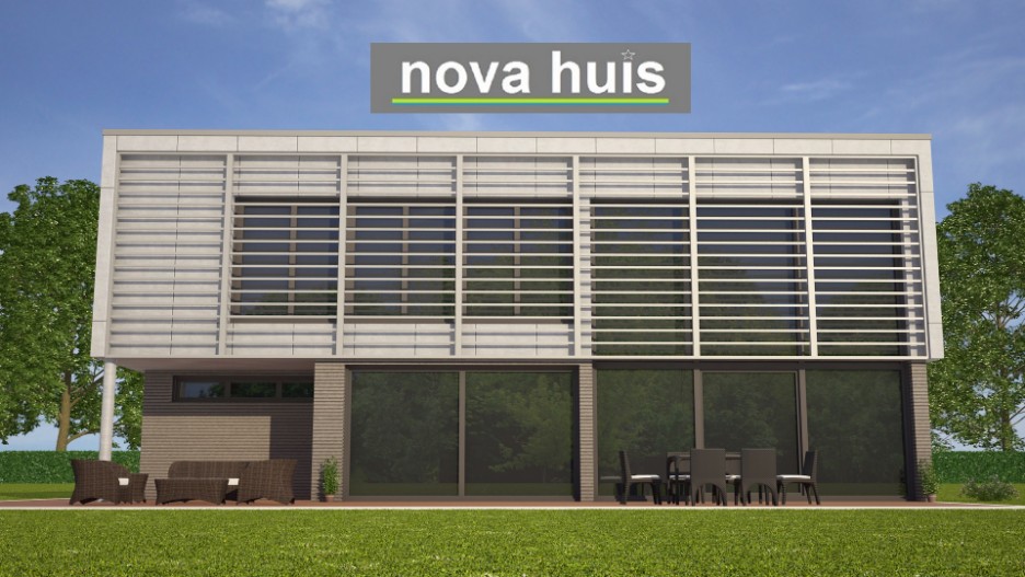 NOVA-HUIS Moderne kubistische villa met onderhoudsarme gevelbekleding veel ramen en glas en vrije indeling K106