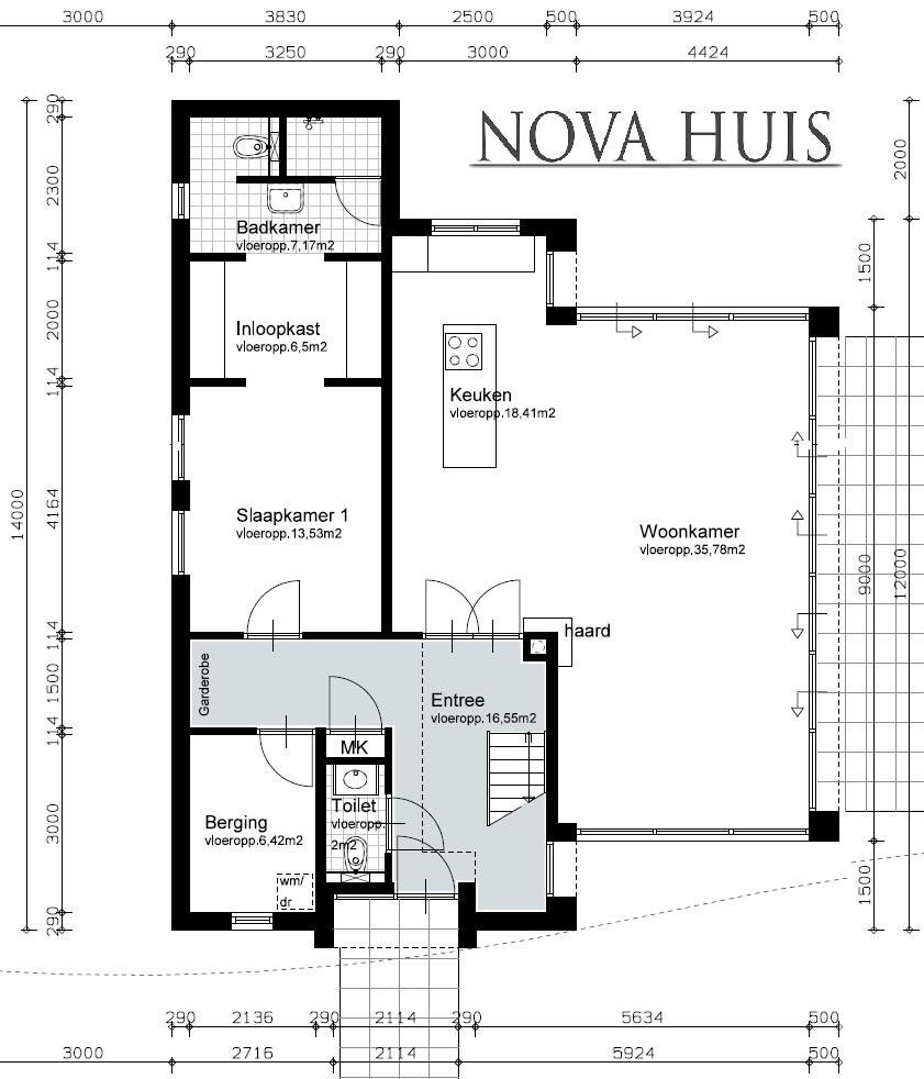 NOVA-HUIS Moderne kubistische woning met verdieping bouwen slaapkamer en badkamer beneden M254