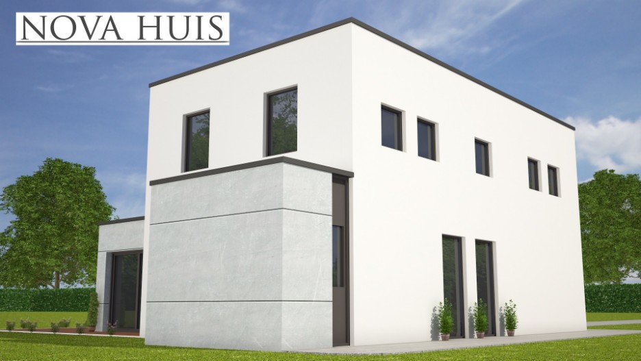 NOVA-HUIS Moderne kubistische woning met verdieping bouwen slaapkamer en badkamer beneden M254