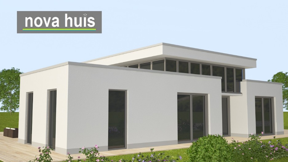 NOVA-HUIS Moderne nieuwe bungalow met plat dak en veel licht onder architectuur laten bouwen type A29 