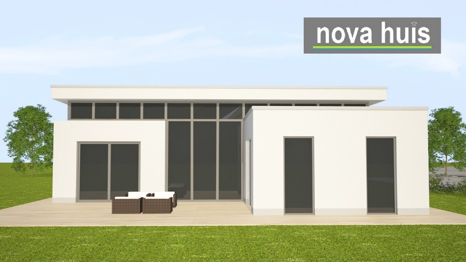 NOVA-HUIS Moderne nieuwe bungalow met plat dak en veel licht onder architectuur laten bouwen type A29 