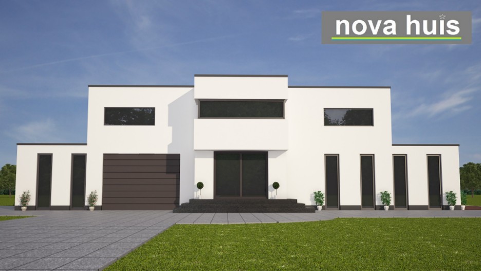 NOVA-HUIS Moderne vrijstaande villa in kubistische bauhaus ontwerpstijl vrije indelingen grote vide K79