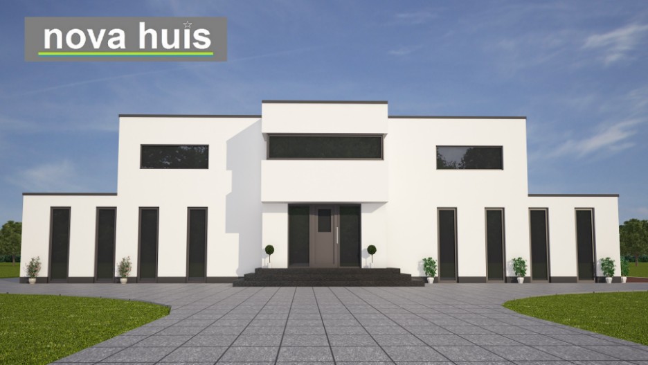 NOVA-HUIS Moderne vrijstaande villa in kubistische bauhaus ontwerpstijl vrije indelingen grote vide K79