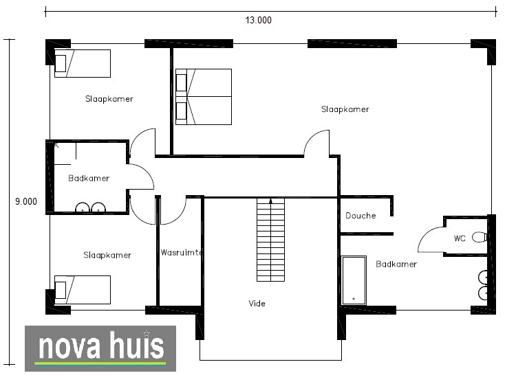 NOVA-HUIS Moderne vrijstaande villa in kubistische bauhaus ontwerpstijl vrije indelingen grote vide K79