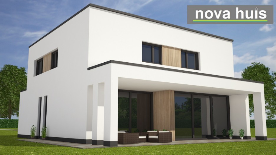 NOVA-HUIS Moderne woning onder architectuur in kubistische bouwstijl met overdekt terras K121