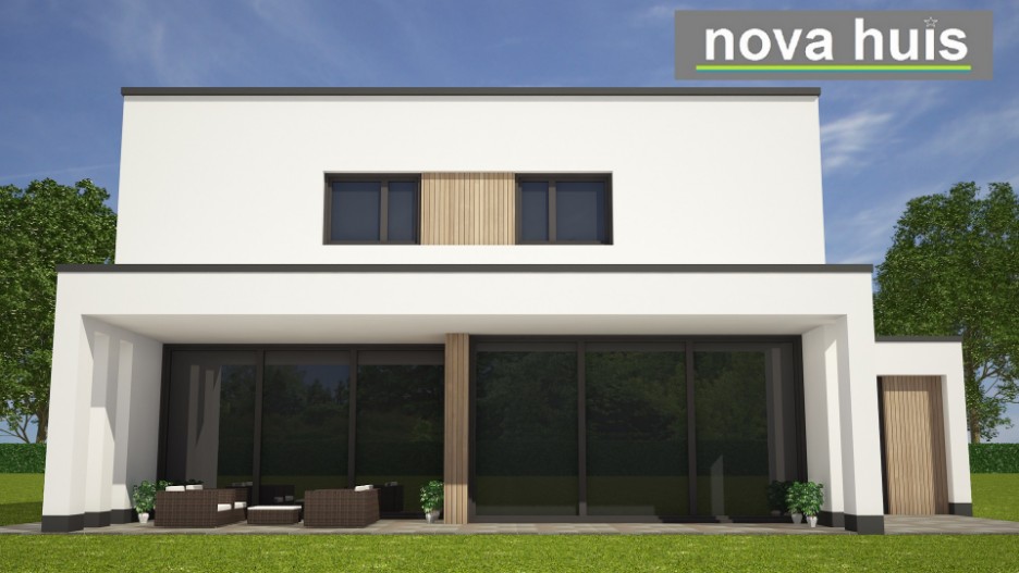 NOVA-HUIS Moderne woning onder architectuur in kubistische bouwstijl met overdekt terras K121