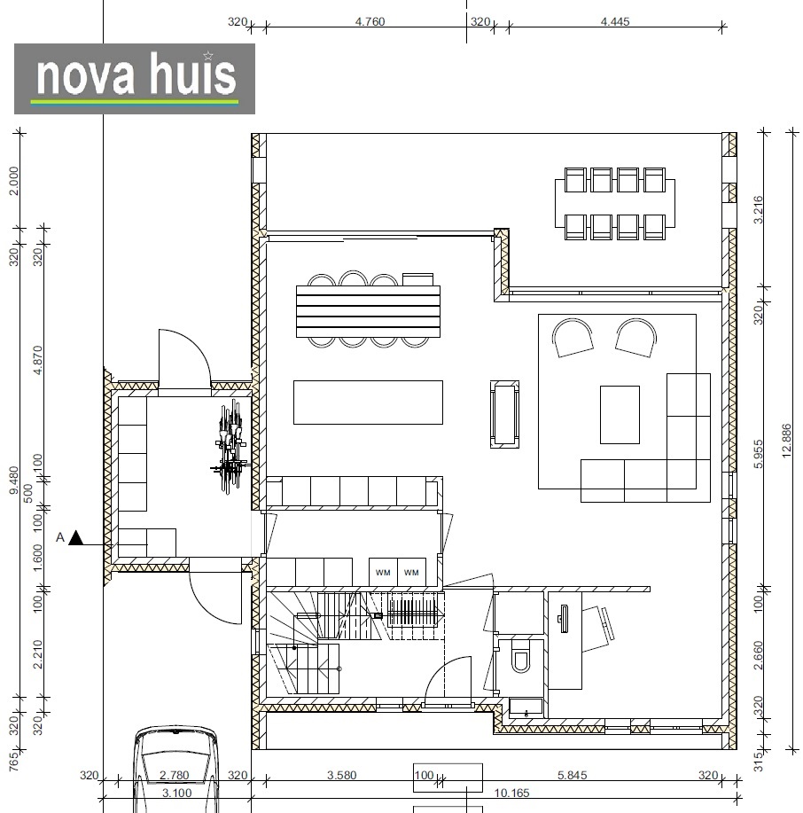 NOVA-HUIS Moderne woning onder architectuur in kubistische bouwstijl met overdekt terras K121