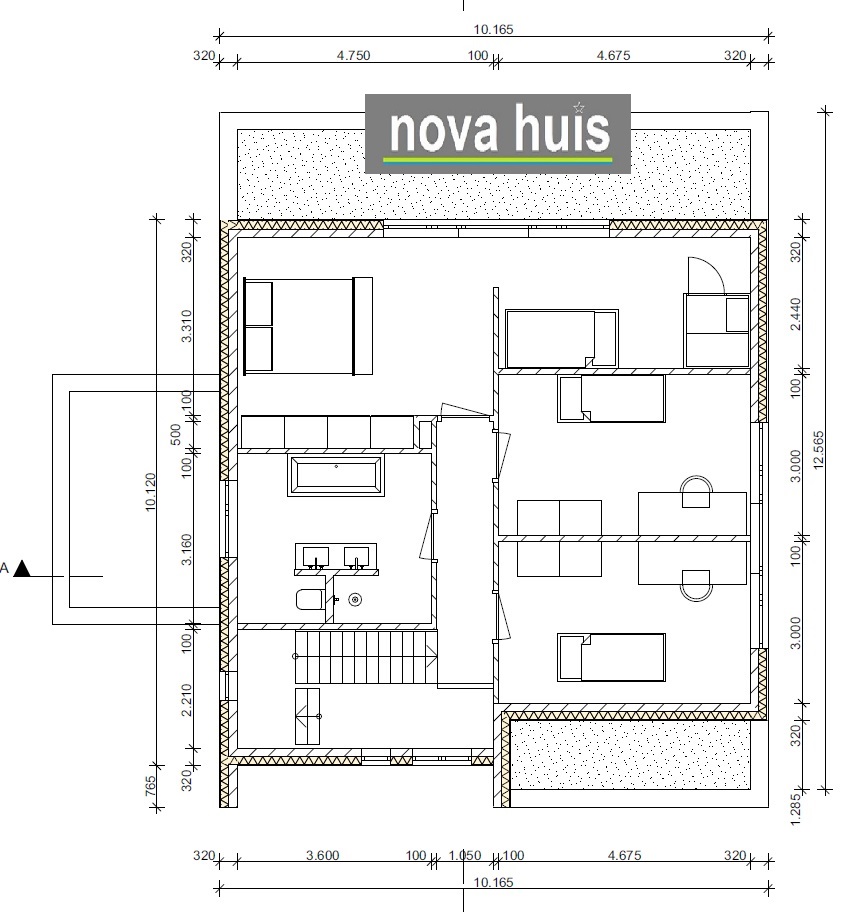 NOVA-HUIS Moderne woning onder architectuur in kubistische bouwstijl met overdekt terras K121