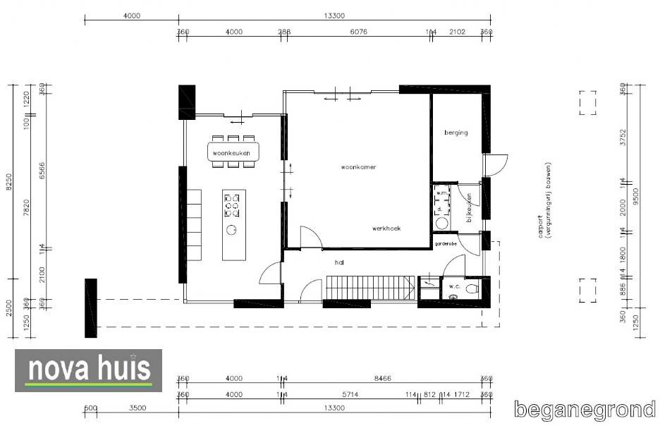 NOVA-HUIS Moderne woningbouw in kubistische stijl met plat dak en veel glas-ramen duurzaam en energieneutraal K84