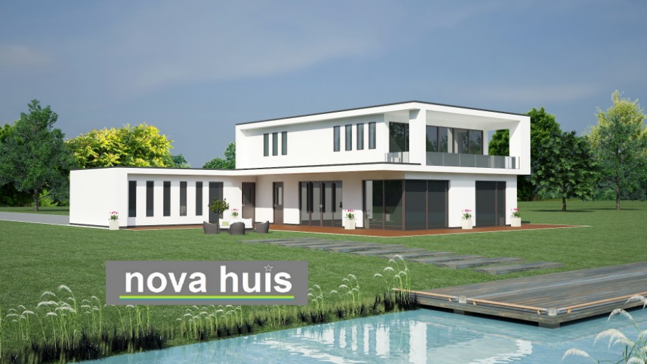 NOVA-HUIS Mooie moderne villa met atelier in kubistische bouwstijl overdekte terrassen veel glas K21