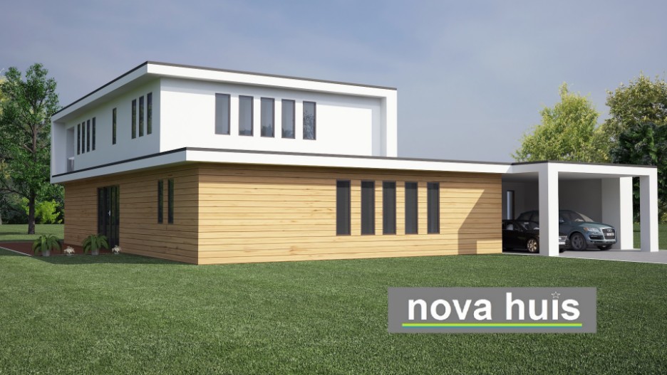 NOVA-HUIS Mooie moderne villa met atelier in kubistische bouwstijl overdekte terrassen veel glas K21
