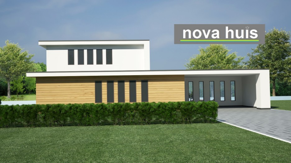 NOVA-HUIS Mooie moderne villa met atelier in kubistische bouwstijl overdekte terrassen veel glas K21