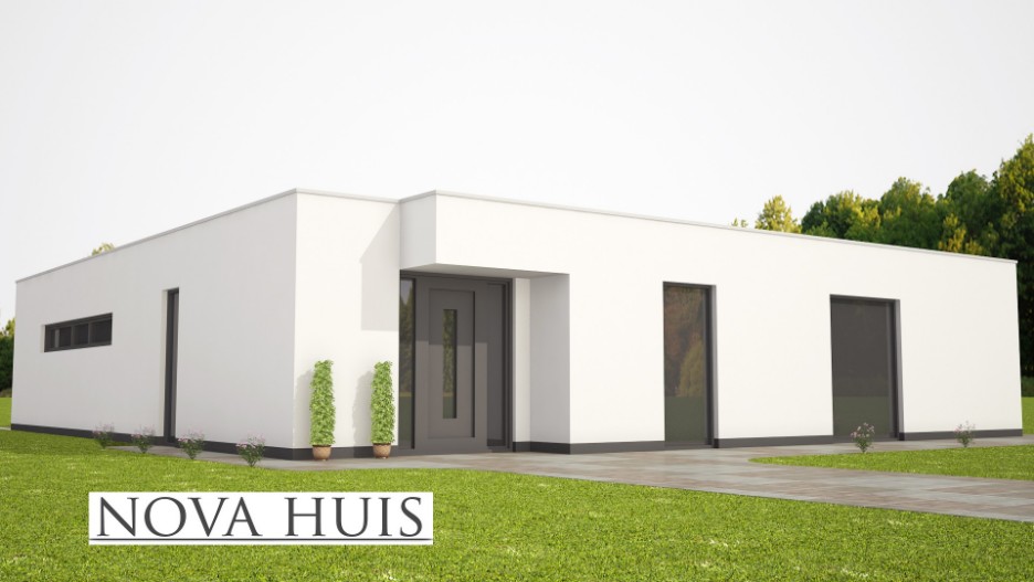 NOVA-HUIS Ruime bungalow met plat en vlak dak in moderne bouwwijze energieneutraal type 79