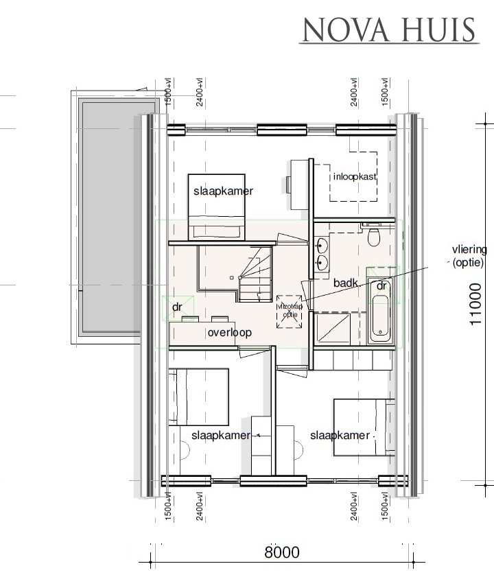 NOVA HUIS Schuurwoningen met een kap type K155 staalframebouw