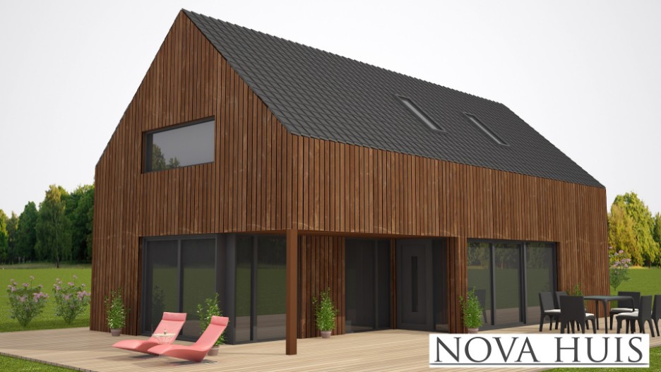 NOVA-HUIS Schuurwoningen type S99 in modern bouwsysteem passieve bouwwijze energieneutraa