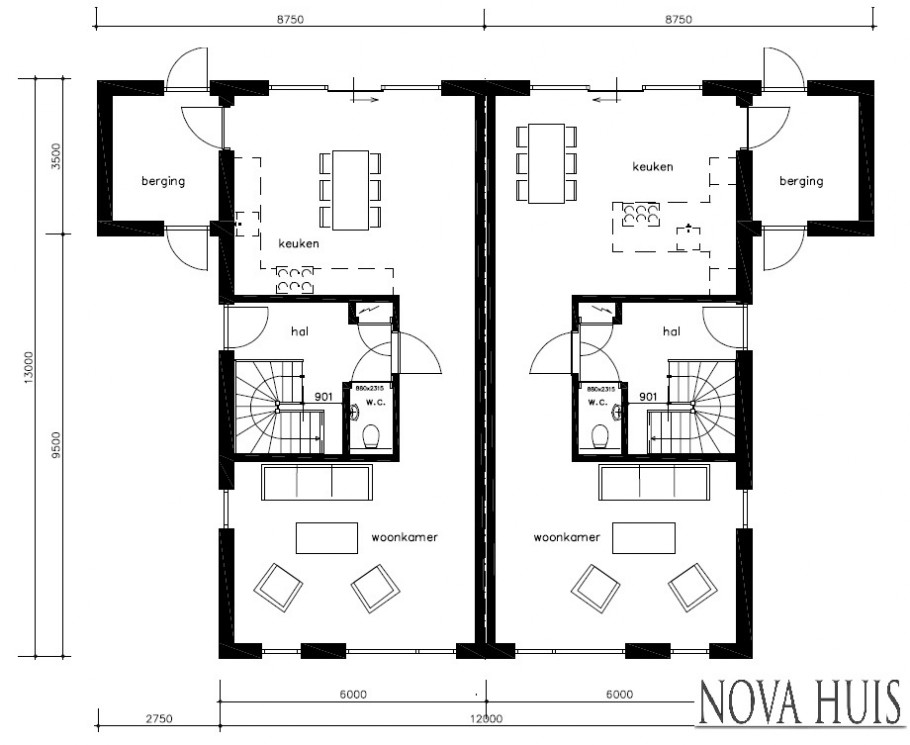 NOVA-HUIS TK 45  2 onder 1 kap 2-onder-1-kap geschakelde woningen