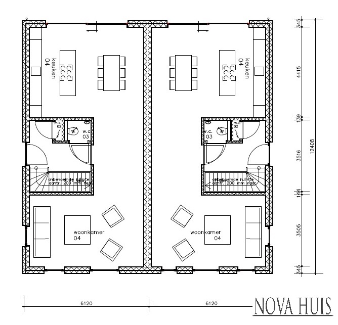 NOVA-HUIS TK49 2 onder 1 kap geschakelde woning goedkoop bouwen