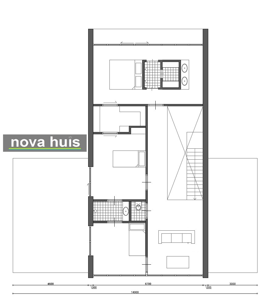 NOVA-HUIS Woningontwerp in moderne kubistische bouwstijl met veel ramen glas en licht overdekt terras  K92 