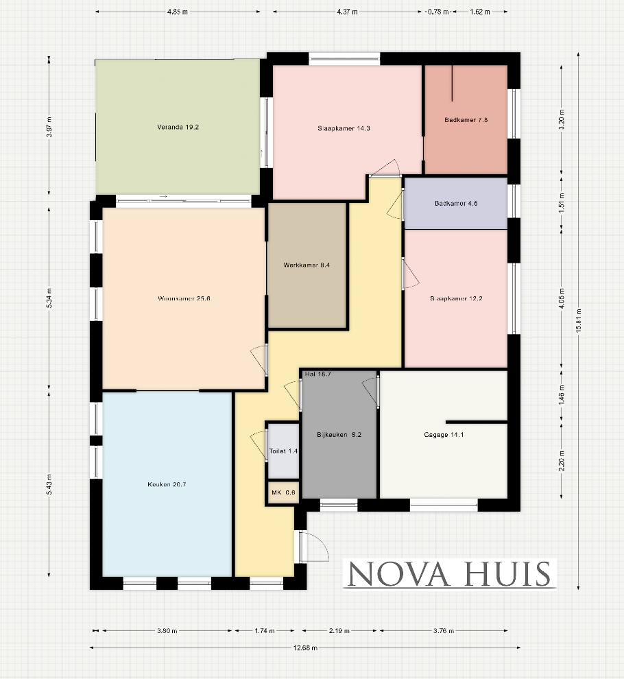 NOVA HUIS bungalow type A196 met plat dak levensloopbestendig