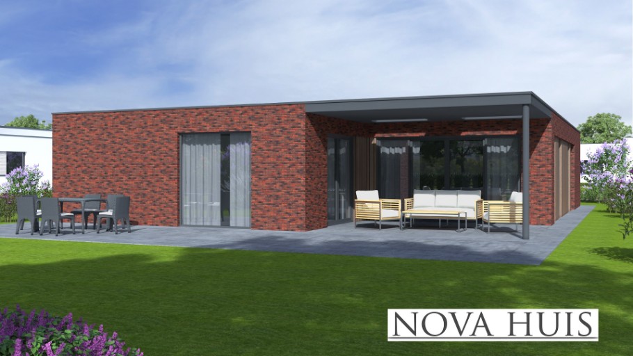NOVA HUIS bungalow type A196 met plat dak levensloopbestendig NOVA HUIS bungalow type A196 met plat dak levensloopbestendig