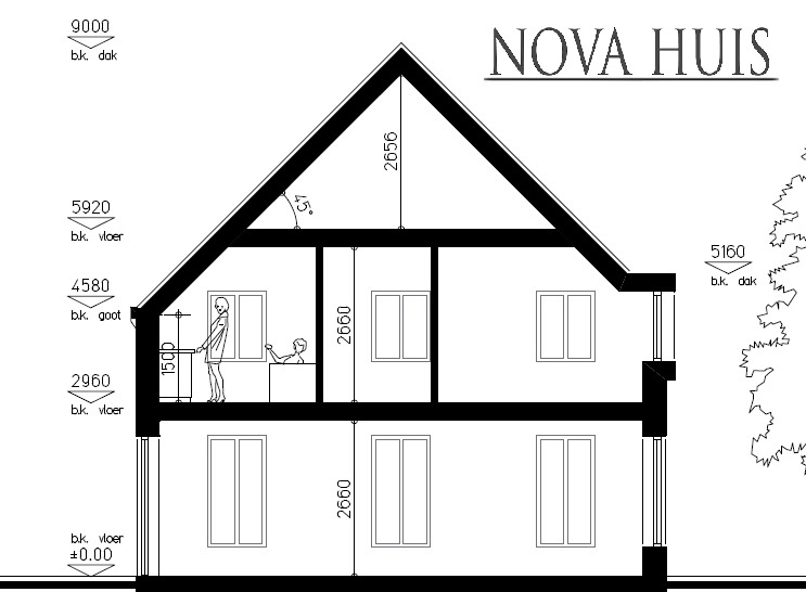 NOVA-HUIS grote betaalbare woning in modern energiearm bouwsysteem ontwerp  K93
