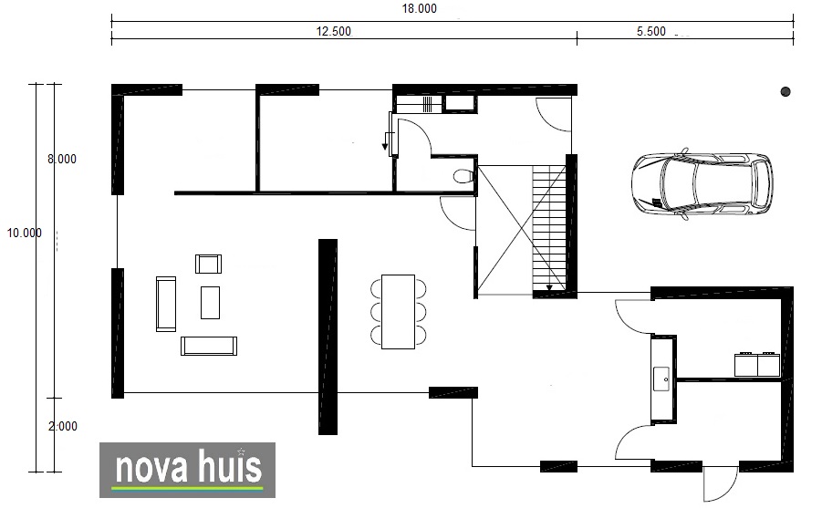 NOVA-HUIS Moderne kubistische levensloopbestendige woning in kubistische bouwstijl terras buitenhaard K118 