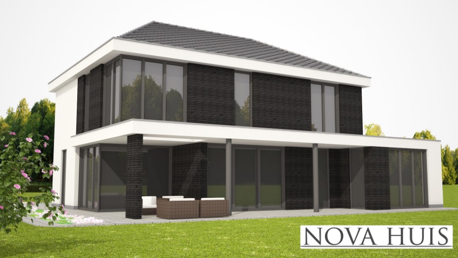 NOVA-HUIS klassieke villa frank loyd wright met overdekt terras M308 V2 