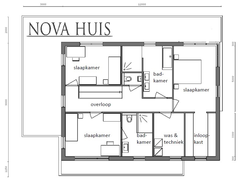 NOVA-HUIS klassieke villa frank loyd wright met overdekt terras M308 V2 