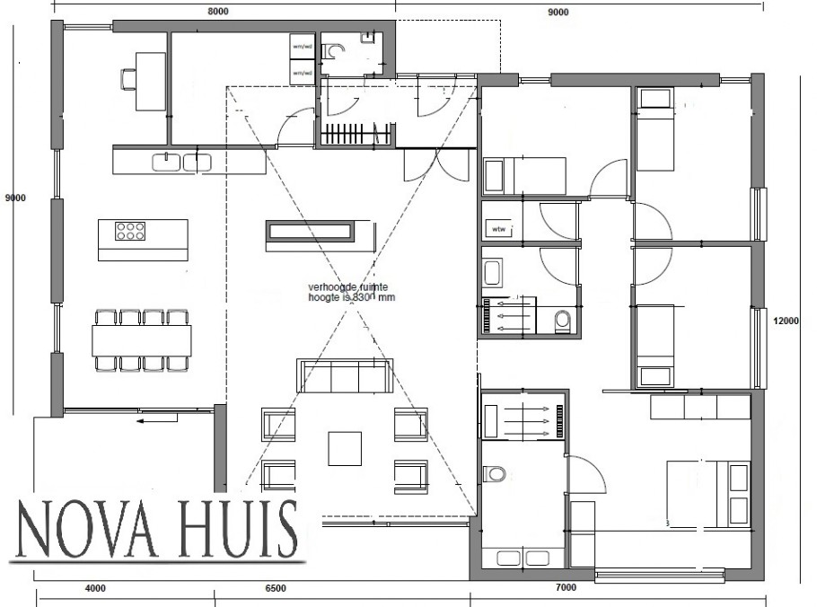 NOVA-HUIS levensloopbestendige gelijkvloerse woningen type A100v1  Staalframebouw Nederland 