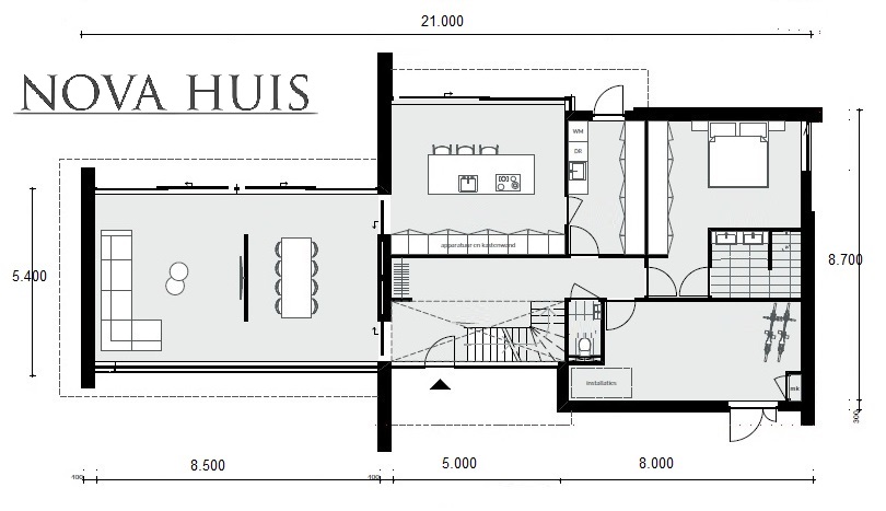 NOVA-HUIS moderne BAUHAUS geinspireerde woning energieneutraal type 267