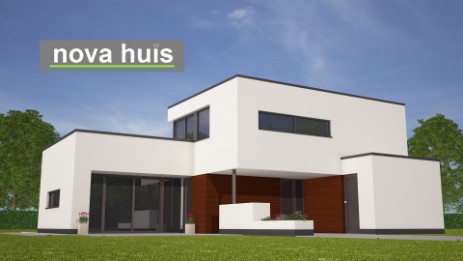 NOVA-HUIS moderne gelijksvloerse woningen in moderne kubistische bouwstijl met veel glas en licht groot dakterras K99 