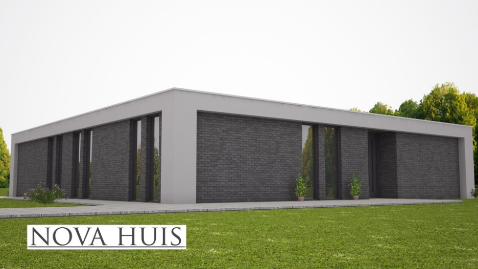 NOVA-HUIS moderne kubistische bungalow onder architectuur plat dak alles op begane grond B4